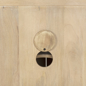 Mercana Grier Solid Wood Sideboard with Cane Doors - Stylish Storage Solution for Modern Dining Spaces Light Brown Wood | Cane Accent 69895