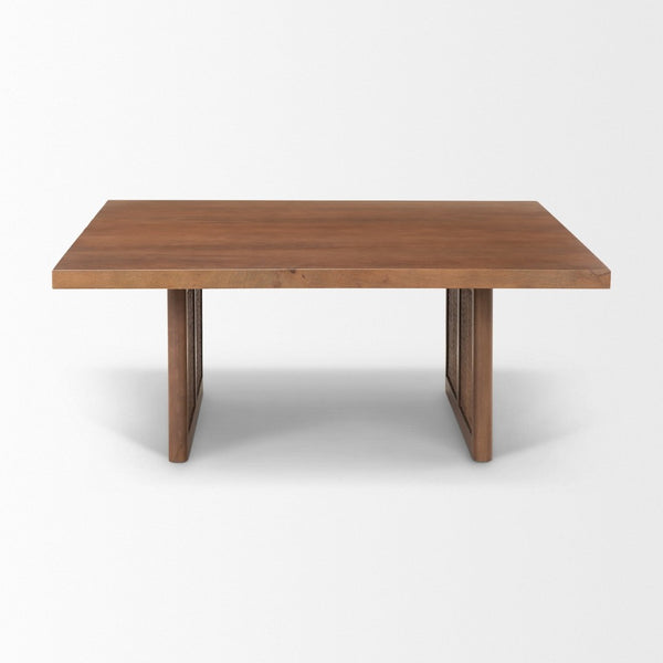 Mercana Grier 42" Square Coffee Table – Solid Mango Wood with Elegant Cane Detailing for Modern Living Spaces Medium Brown Wood | Cane Accent 69903