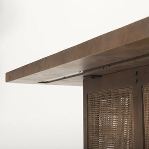 Mercana Grier 42" Square Coffee Table – Solid Mango Wood with Elegant Cane Detailing for Modern Living Spaces Medium Brown Wood | Cane Accent 69903