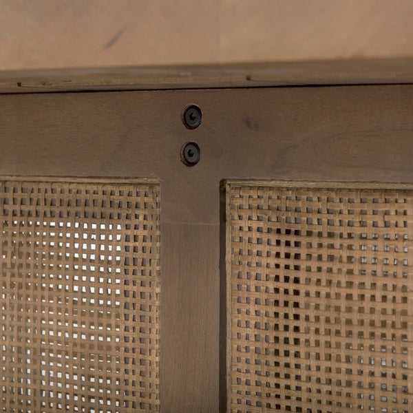 Mercana Grier 42" Square Coffee Table – Solid Mango Wood with Elegant Cane Detailing for Modern Living Spaces Medium Brown Wood | Cane Accent 69903