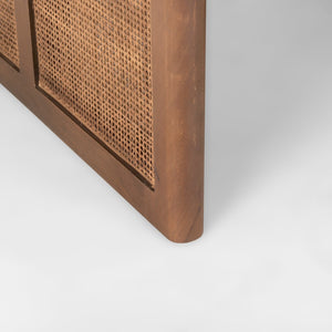 Mercana Grier 42" Square Coffee Table – Solid Mango Wood with Elegant Cane Detailing for Modern Living Spaces Medium Brown Wood | Cane Accent 69903