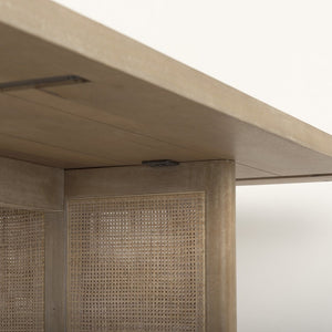 Mercana Grier Dining Table - Elegant Solid Mango Wood with Cane Detailing for Modern and Transitional Spaces 84" Lt Brown Wood Top | Lt Brown Wood w/Cane Legs 69905