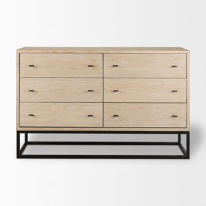 Mercana Ciara Modern Farmhouse 6-Drawer Sideboard with Elegant Whitewashed Finish for Versatile Storage 70234