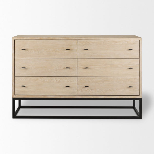 Mercana Ciara Modern Farmhouse 6-Drawer Sideboard with Elegant Whitewashed Finish for Versatile Storage 70234
