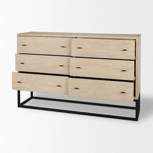 Mercana Ciara Modern Farmhouse 6-Drawer Sideboard with Elegant Whitewashed Finish for Versatile Storage 70234