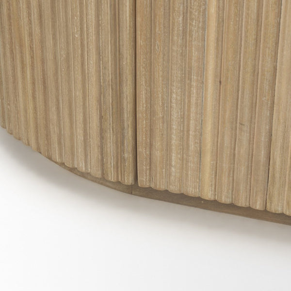Mercana Terra Sideboard - Modern Mango Wood Storage Solution with Sculptural Fluted Design and Gold Accents Light Brown Wood 69884