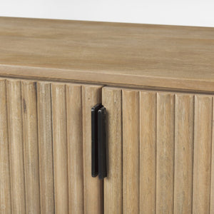 Mercana Terra Sideboard - Modern Mango Wood Storage Solution with Sculptural Fluted Design and Gold Accents Light Brown Wood 69884