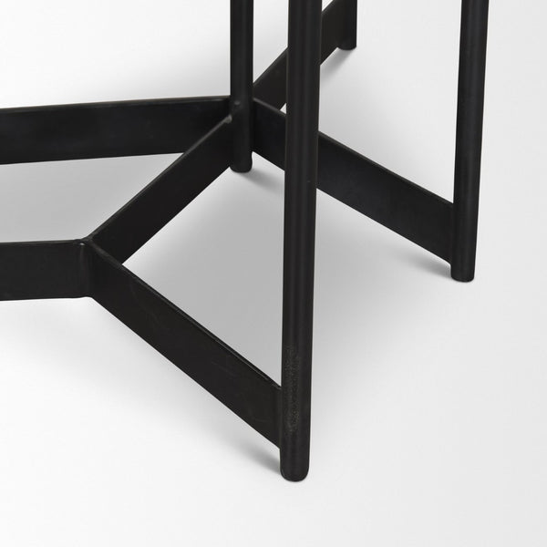 Mercana Larkin Elegant Nesting End Tables with Marble and Wood Tops for Modern Living Room Style Decor White Marble | Dark Brown Wood | Set of 2 70170