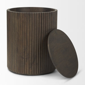 Mercana Terra Solid Mango Wood Fluted Round Side Table with Sculptural Design for Modern and Transitional Spaces 69881