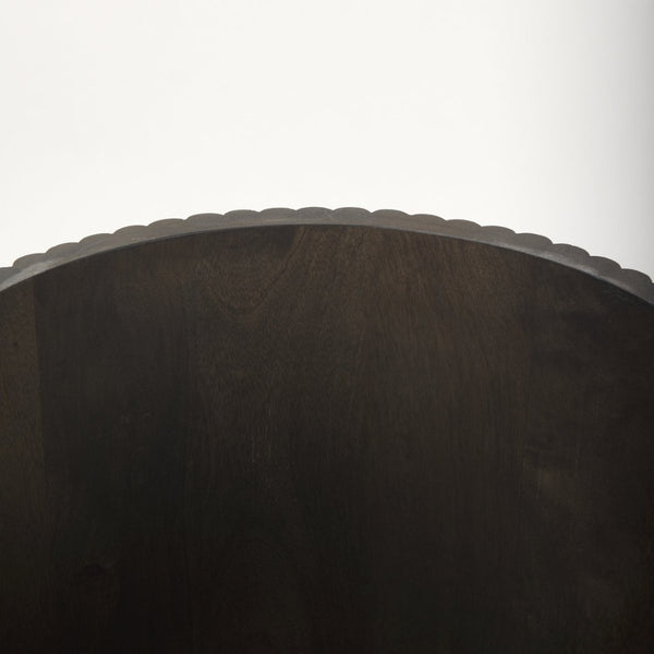 Mercana Terra Solid Mango Wood Fluted Round Side Table with Sculptural Design for Modern and Transitional Spaces 69881