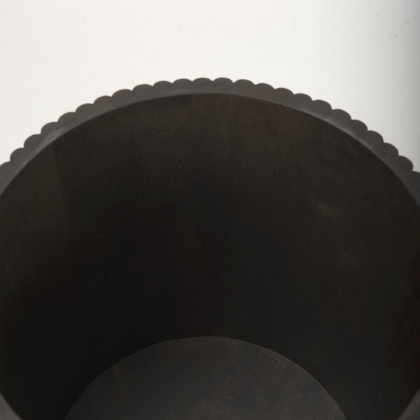 Mercana Terra Solid Mango Wood Fluted Round Side Table with Sculptural Design for Modern and Transitional Spaces 69881