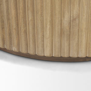 Mercana Terra Sculptural 2-Door Accent Cabinet with Solid Wood Construction and Black Iron Handles for Stylish Storage Light Brown Wood | Fluted 69879