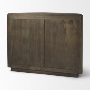 Mercana Terra Sculptural 2-Door Accent Cabinet with Solid Wood Construction and Black Iron Handles for Stylish Storage Dark Brown Wood | Fluted 69880