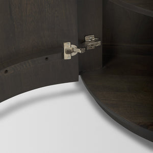 Mercana Terra Sculptural 2-Door Accent Cabinet with Solid Wood Construction and Black Iron Handles for Stylish Storage Dark Brown Wood | Fluted 69880