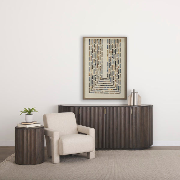 Mercana Terra Sideboard - Modern Mango Wood Storage Solution with Sculptural Fluted Design and Gold Accents Dark Brown Wood 69883