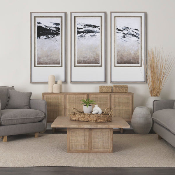 Mercana Grier Solid Wood Sideboard with Cane Doors - Stylish Storage Solution for Modern Dining Spaces Light Brown Wood | Cane Accent 69895