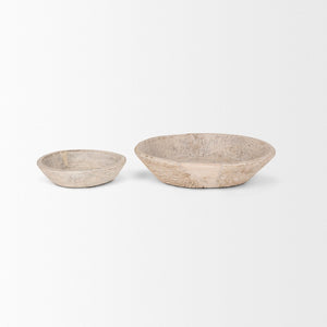 Mercana Nikita Large Reclaimed Wood Bowls - Rustic Centerpiece for Modern and Farmhouse Decor, Unique Design Light-Wash | Set of 2 70147