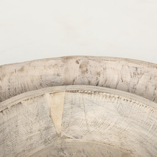 Mercana Nikita Large Reclaimed Wood Bowls - Rustic Centerpiece for Modern and Farmhouse Decor, Unique Design Light-Wash | Set of 2 70147