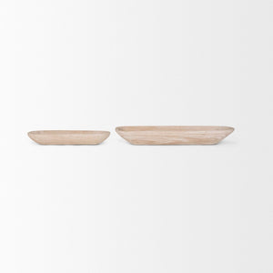 Mercana Athena Extra Large Reclaimed Wood Trays for Stylish Home Decor and Versatile Organization Solutions Light-Wash | Set of 2 70148