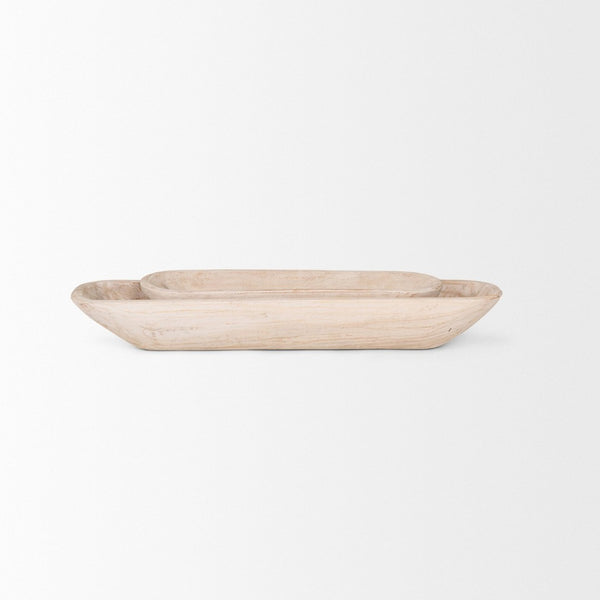 Mercana Athena Extra Large Reclaimed Wood Trays for Stylish Home Decor and Versatile Organization Solutions Light-Wash | Set of 2 70148