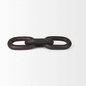 Mercana Tayla Large Hand-Carved Reclaimed Wood Chain Link - Rustic Sculptural Accent for Any Space Black-Brown 70154