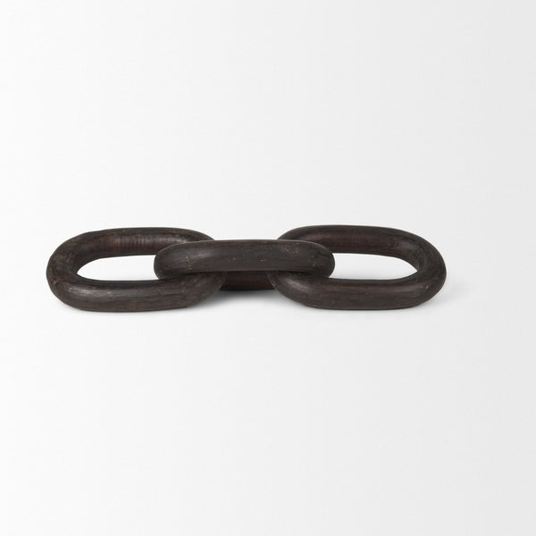 Mercana Tayla Large Hand-Carved Reclaimed Wood Chain Link - Rustic Sculptural Accent for Any Space Black-Brown 70154