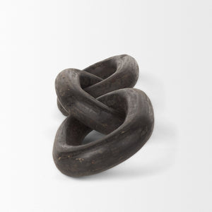 Mercana Tayla Large Hand-Carved Reclaimed Wood Chain Link - Rustic Sculptural Accent for Any Space Black-Brown 70154