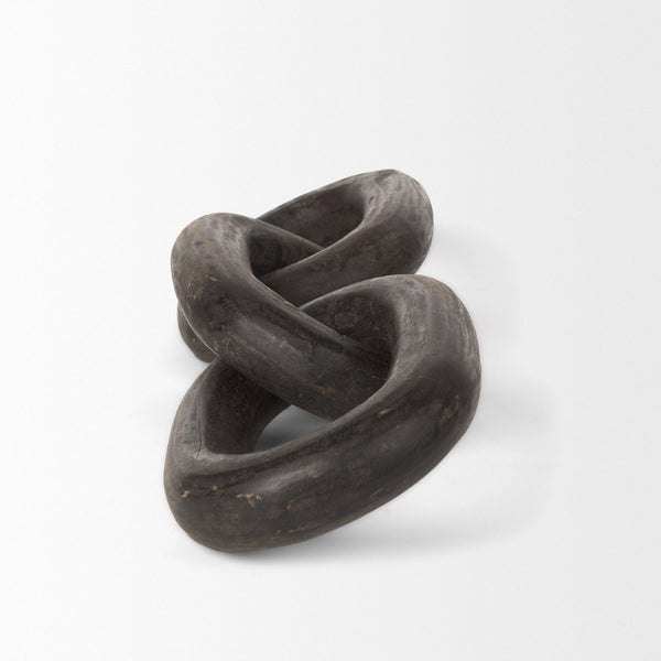 Mercana Tayla Large Hand-Carved Reclaimed Wood Chain Link - Rustic Sculptural Accent for Any Space Black-Brown 70154