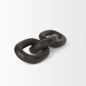 Mercana Tayla Large Hand-Carved Reclaimed Wood Chain Link - Rustic Sculptural Accent for Any Space Black-Brown 70154