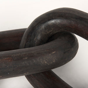 Mercana Tayla Large Hand-Carved Reclaimed Wood Chain Link - Rustic Sculptural Accent for Any Space Black-Brown 70154