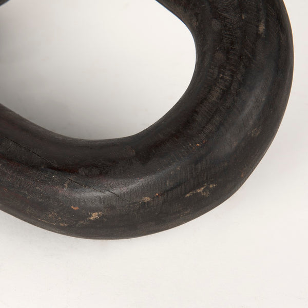 Mercana Tayla Large Hand-Carved Reclaimed Wood Chain Link - Rustic Sculptural Accent for Any Space Black-Brown 70154