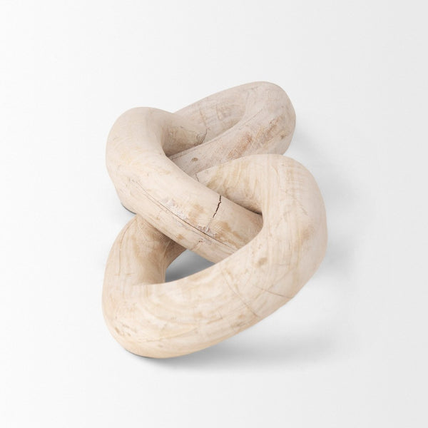 Mercana Tayla Large Hand-Carved Reclaimed Wood Chain Link - Rustic Sculptural Accent for Any Space Blonde 70155