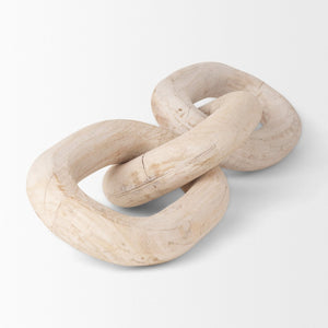 Mercana Tayla Large Hand-Carved Reclaimed Wood Chain Link - Rustic Sculptural Accent for Any Space Blonde 70155