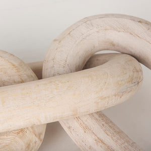 Mercana Tayla Large Hand-Carved Reclaimed Wood Chain Link - Rustic Sculptural Accent for Any Space Blonde 70155