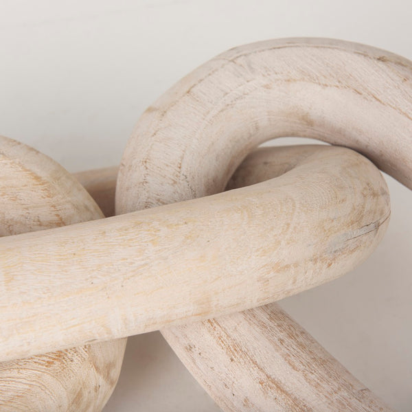 Mercana Tayla Large Hand-Carved Reclaimed Wood Chain Link - Rustic Sculptural Accent for Any Space Blonde 70155
