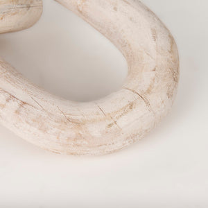 Mercana Tayla Large Hand-Carved Reclaimed Wood Chain Link - Rustic Sculptural Accent for Any Space Blonde 70155