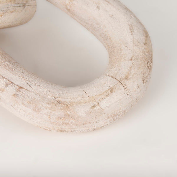 Mercana Tayla Large Hand-Carved Reclaimed Wood Chain Link - Rustic Sculptural Accent for Any Space Blonde 70155
