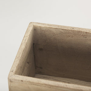 Mercana Jadine Set of 2 Rustic Wood Planters with Elegant Black Metal Frames for Indoor & Outdoor Decor Beige | Arch 70156