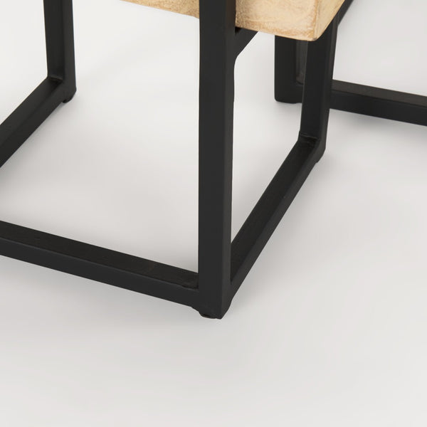 Mercana Jadine Set of 2 Rustic Wood Planters with Elegant Black Metal Frames for Indoor & Outdoor Decor Beige | Arch 70156