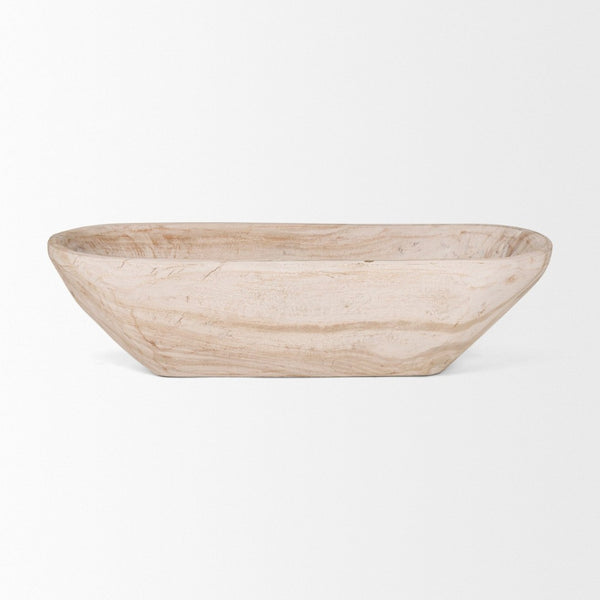 Mercana Athena Extra Large Hand-Carved Reclaimed Wood Bowl - Rustic Centerpiece for Contemporary Decor Light-Wash | Oblong 70159