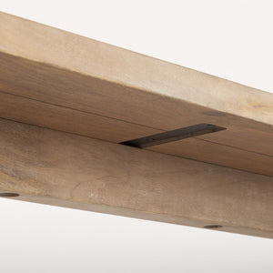 Mercana Grier Console Table: Stylish Solid Wood with Cane Panels for Modern and Rustic Living Spaces Light Brown Wood | Cane Accent 70172