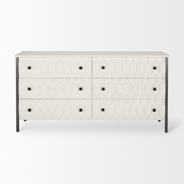 Mercana Savannah Coastal Charm Sideboard with Textured Honeycomb Design and Spacious Storage Drawers 69974