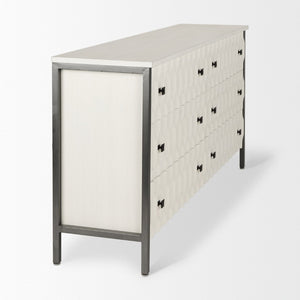 Mercana Savannah Coastal Charm Sideboard with Textured Honeycomb Design and Spacious Storage Drawers 69974