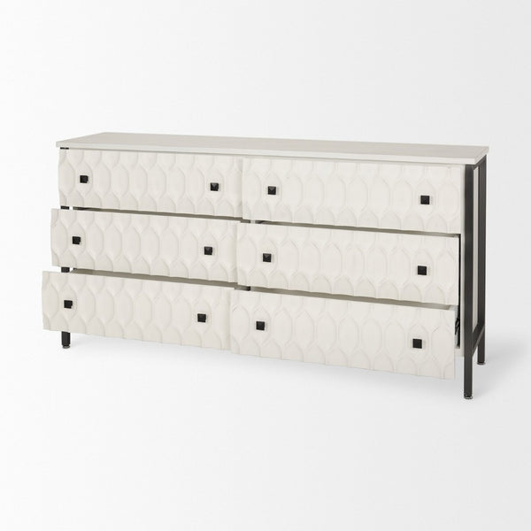 Mercana Savannah Coastal Charm Sideboard with Textured Honeycomb Design and Spacious Storage Drawers 69974