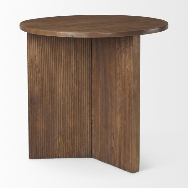 Mercana Enzo 32" Round Foyer Table with Fluted Wood Legs - Elegant Accent Table for Modern Spaces 69921