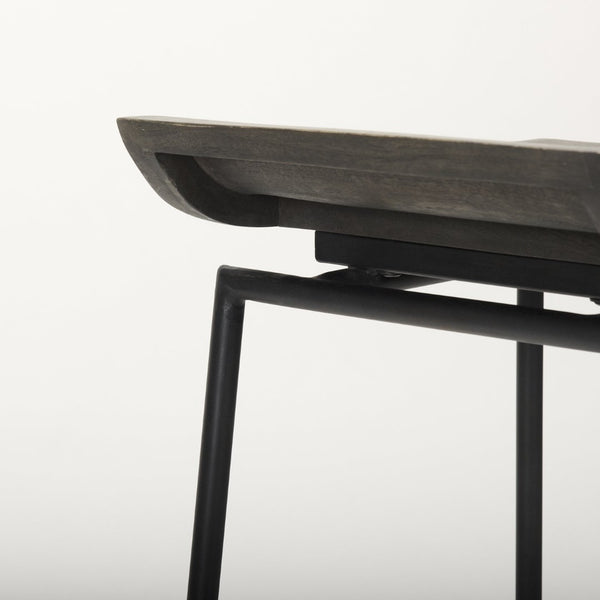 Mercana Givens Stylish Stool with Contoured Wooden Seat and Antiqued Gold Base for Modern Interiors Black Wood | Black Metal | Counter 67992