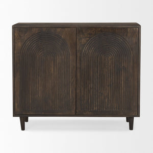 Mercana Tucker Modern Accent Cabinet with Carved Arch Pattern – Stylish Storage for Any Living Space Dark Brown Wood | 2 Door 69953
