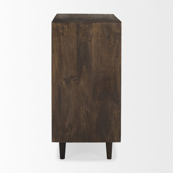 Mercana Tucker Modern Accent Cabinet with Carved Arch Pattern – Stylish Storage for Any Living Space Dark Brown Wood | 2 Door 69953