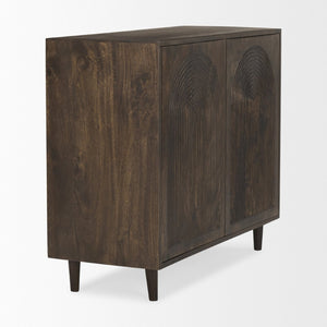Mercana Tucker Modern Accent Cabinet with Carved Arch Pattern – Stylish Storage for Any Living Space Dark Brown Wood | 2 Door 69953