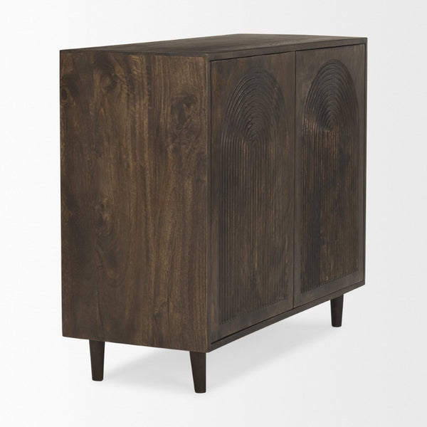 Mercana Tucker Modern Accent Cabinet with Carved Arch Pattern – Stylish Storage for Any Living Space Dark Brown Wood | 2 Door 69953